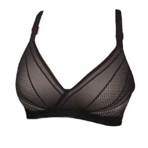 New LULULEMON Awake to Lace Bra Black Nude Molded Wirefree Wire Free 34E